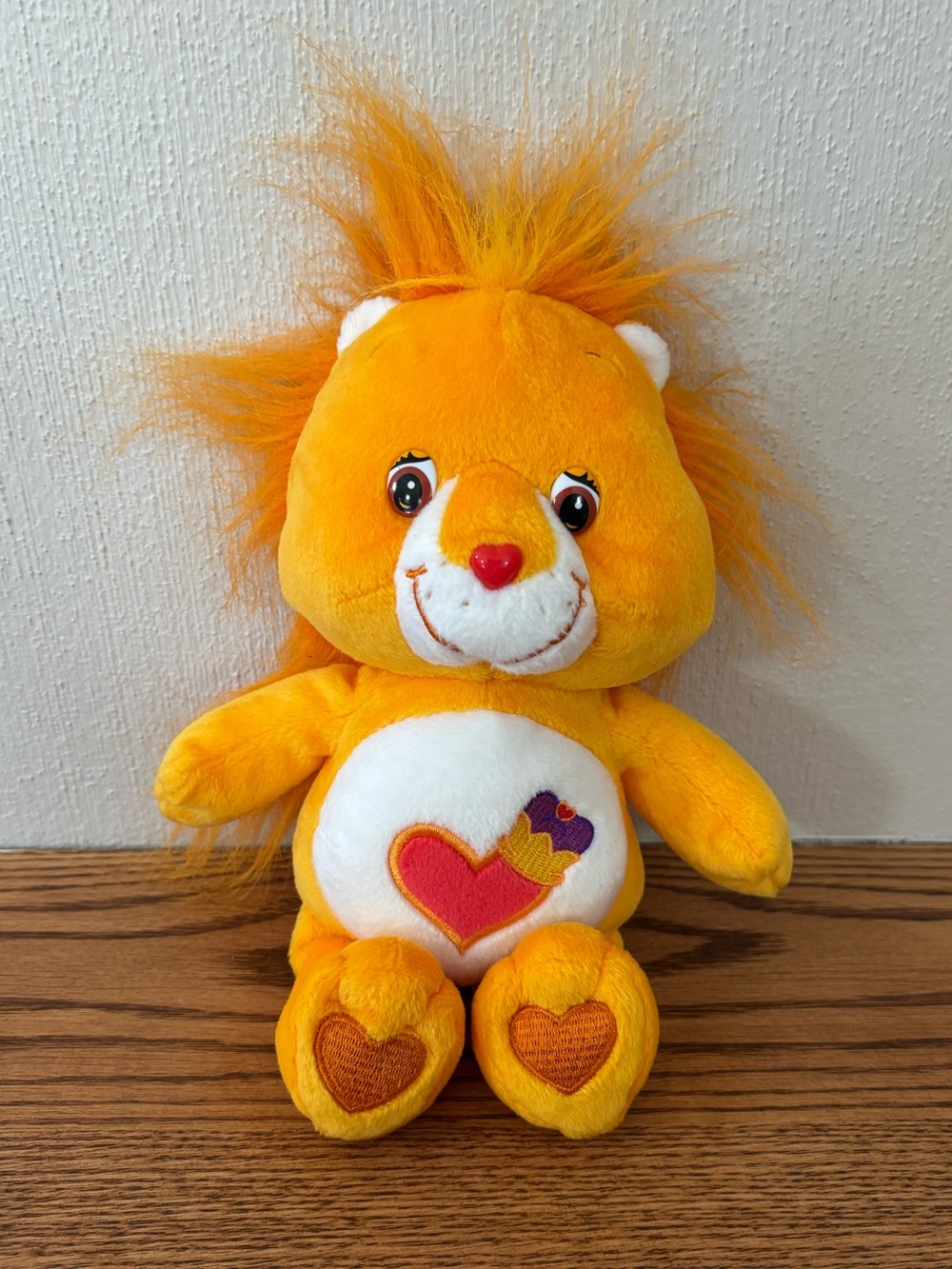 Vintage CARE BEAR Cousins Brave Heart Lion Plush 9" Orange 2003